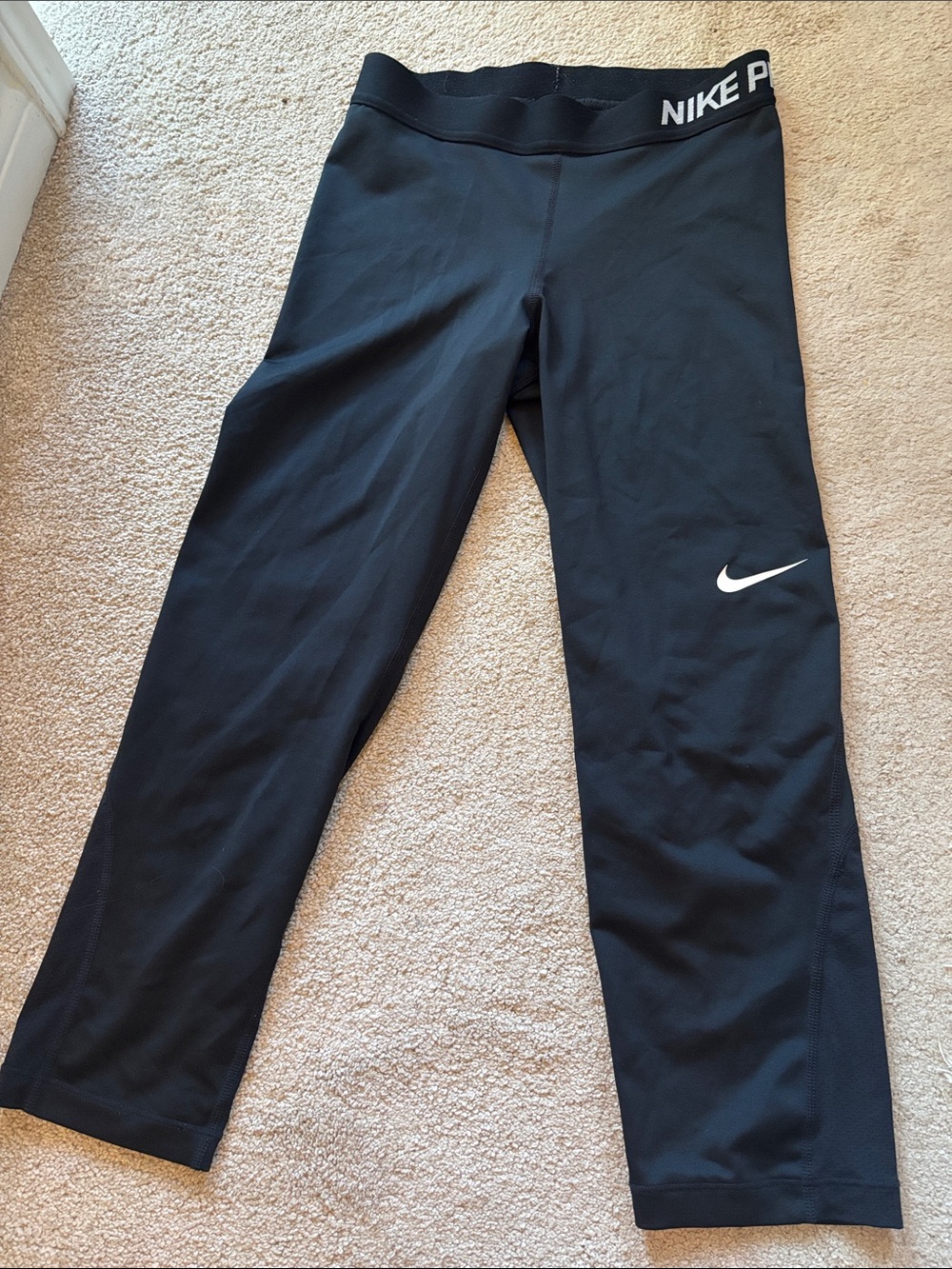 Nike Black Girls' Athletic Leggings with White Swoosh